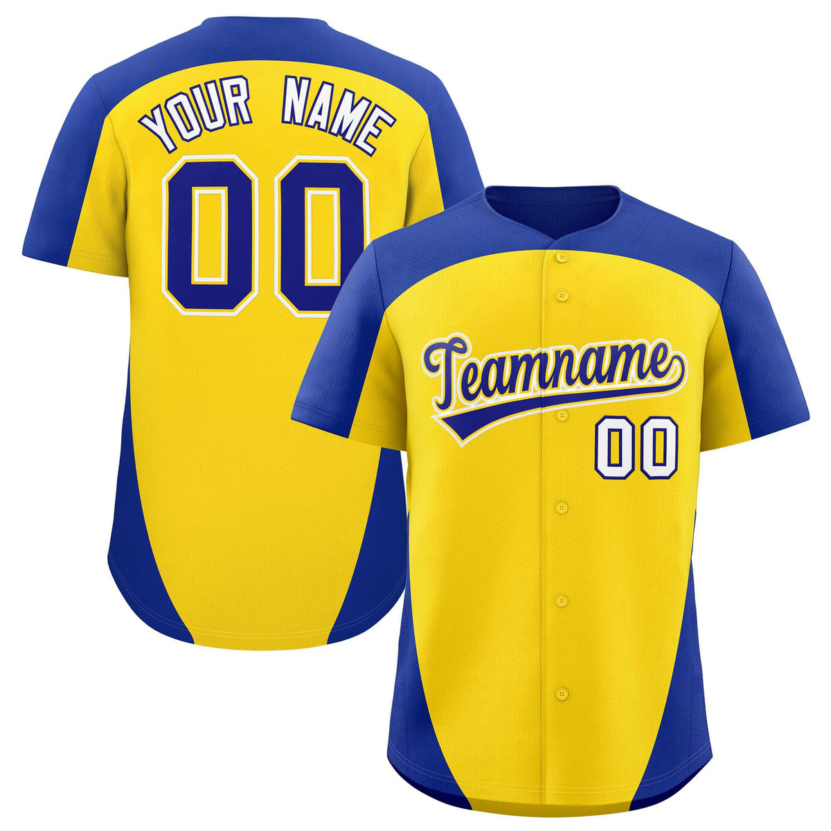 Custom Gold Royal Personalized Edge Color Block Authentic Baseball Jersey