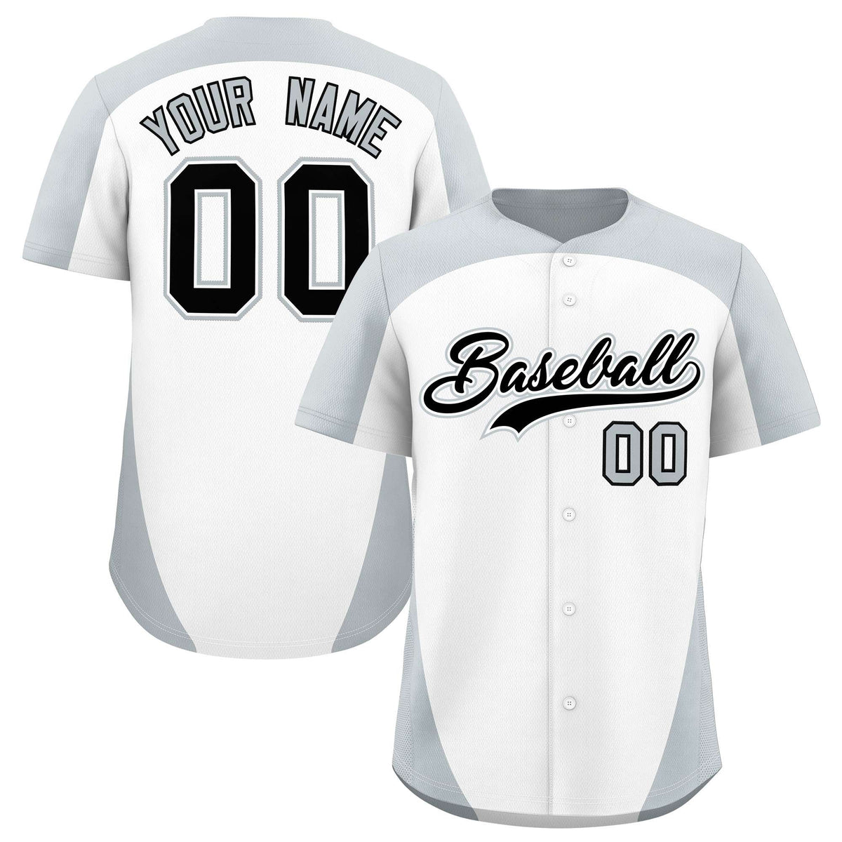 Custom White Silver Personalized Edge Color Block Authentic Baseball Jersey
