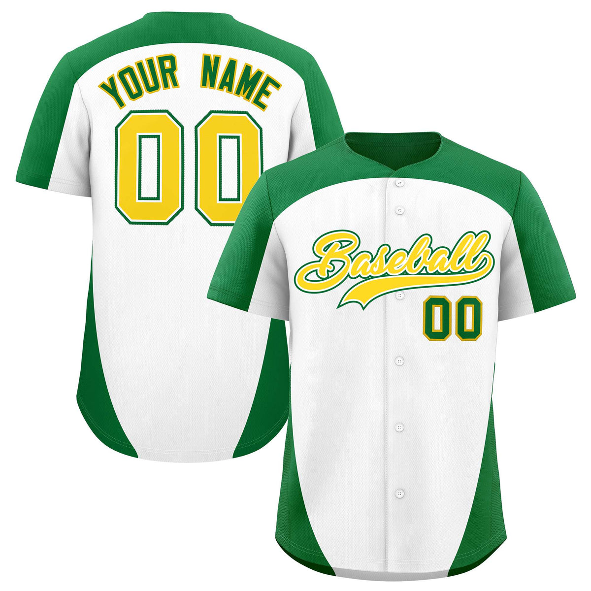 Custom White Kelly Green Personalized Edge Color Block Authentic Baseball Jersey