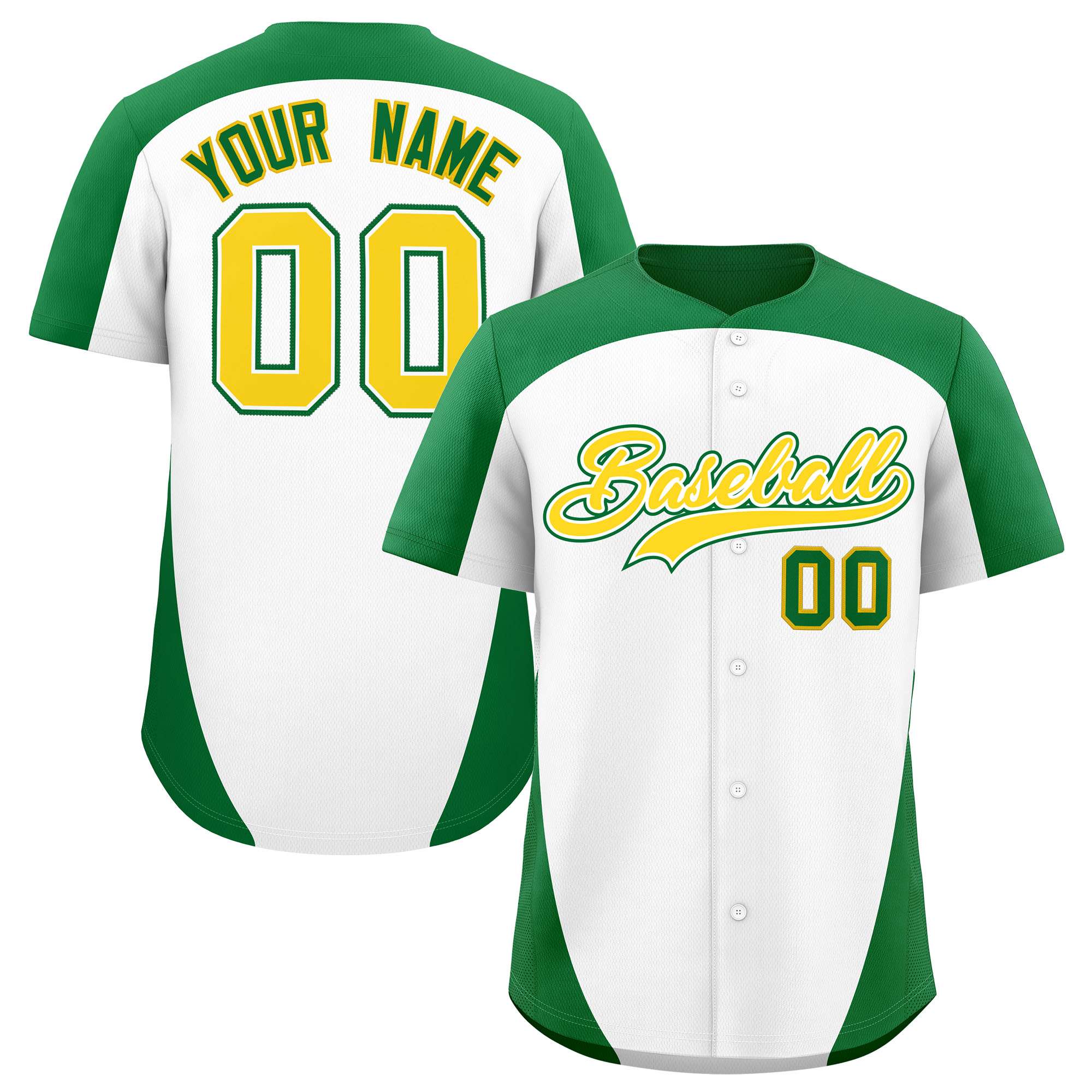Custom White Kelly Green Personalized Edge Color Block Authentic Baseball Jersey