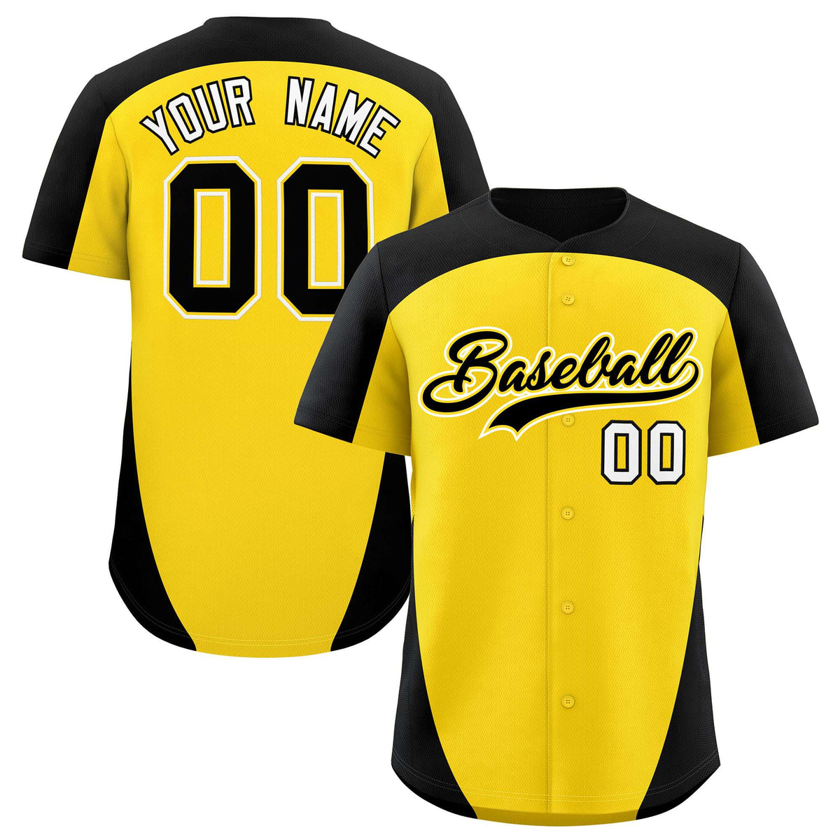 Custom Gold Black Personalized Edge Color Block Authentic Baseball Jersey