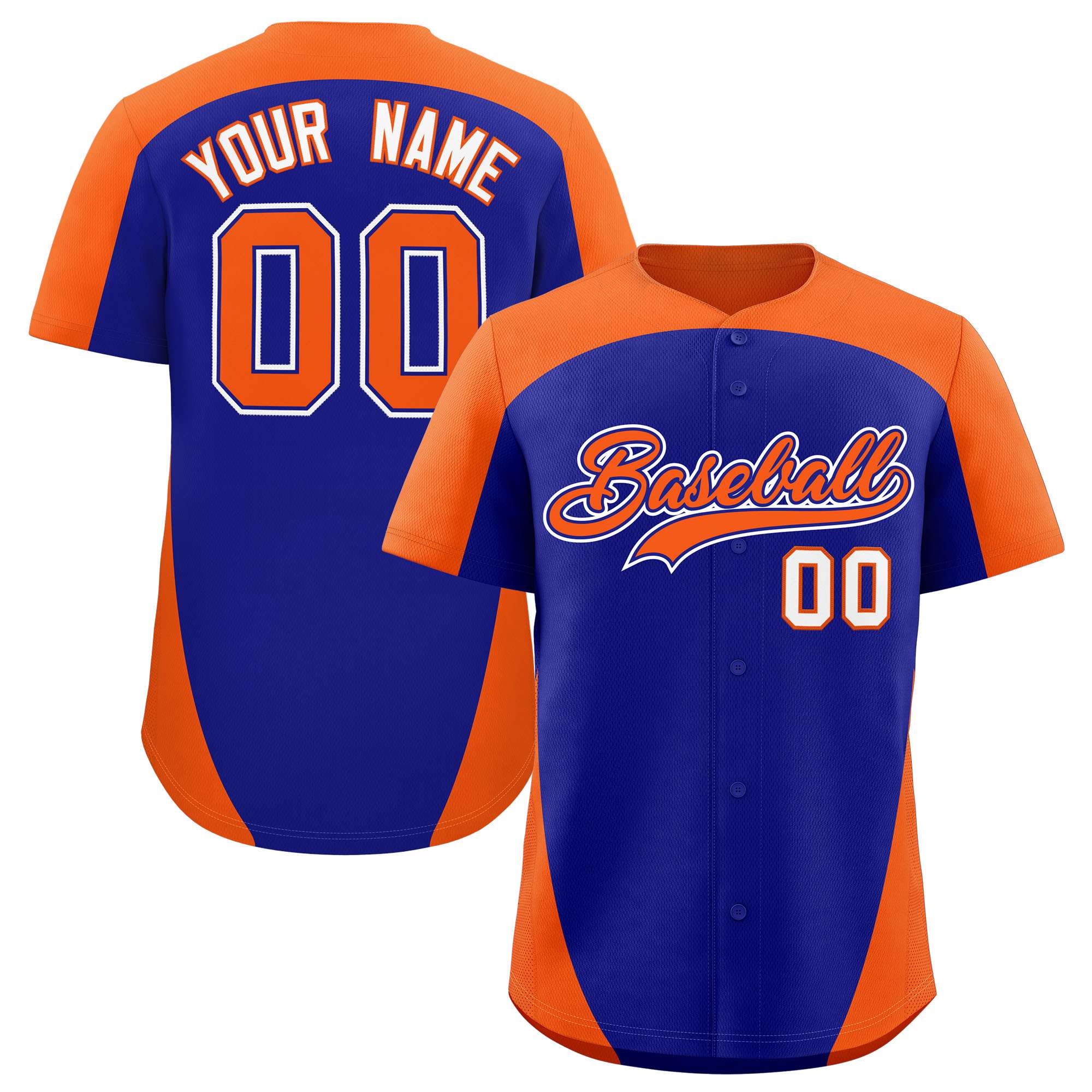 Custom Royal Orange Personalized Edge Color Block Authentic Baseball Jersey
