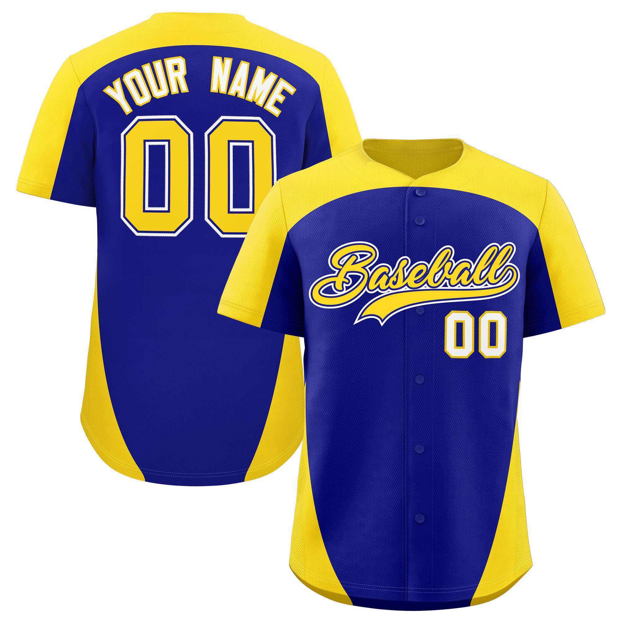 Custom Royal Gold Personalized Edge Color Block Authentic Baseball Jersey