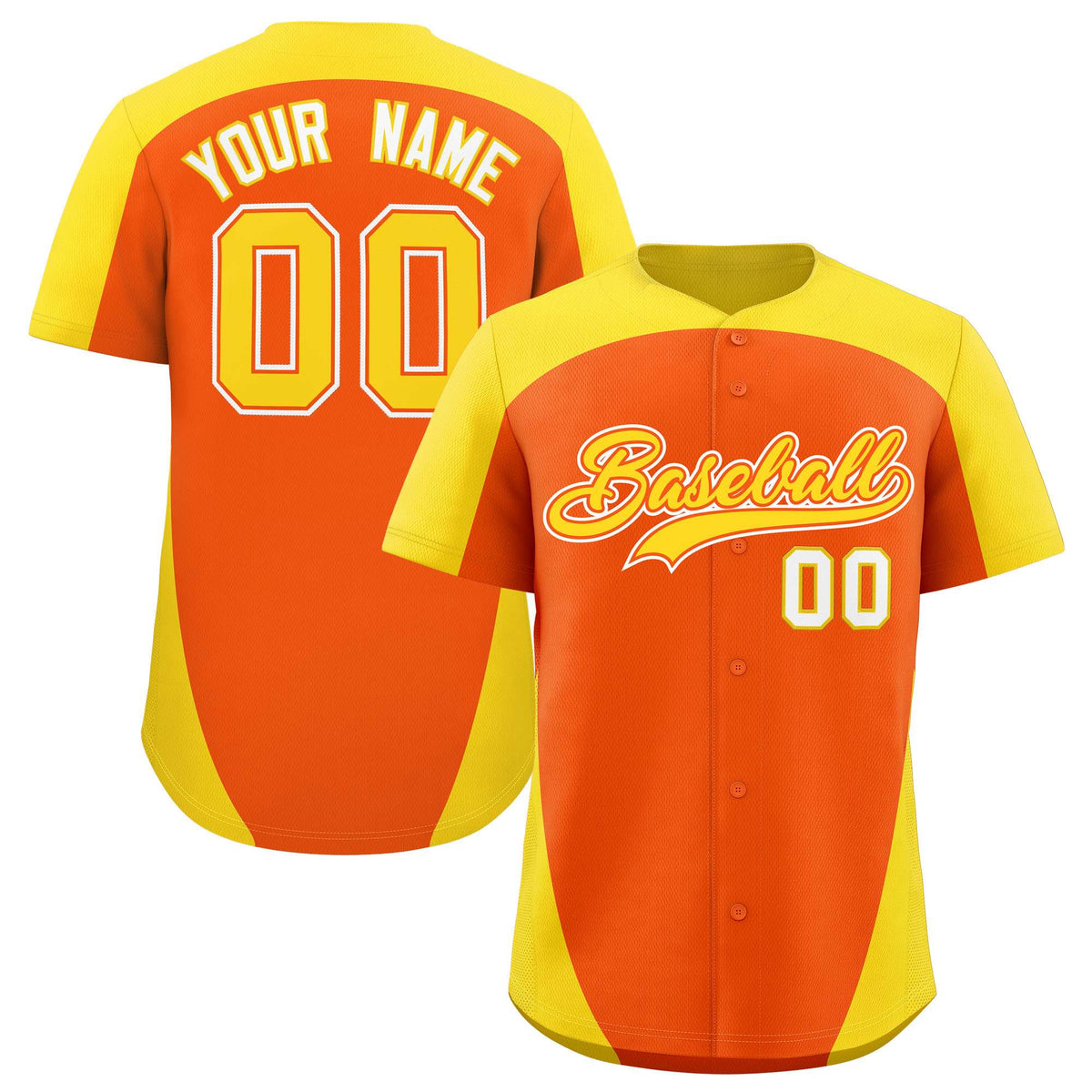 Custom Orange Gold Personalized Edge Color Block Authentic Baseball Jersey