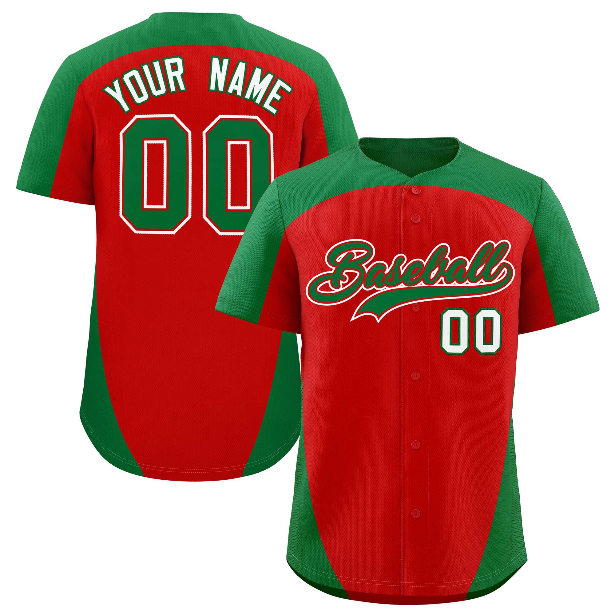 Custom Red Kelly Green Personalized Edge Color Block Authentic Baseball Jersey