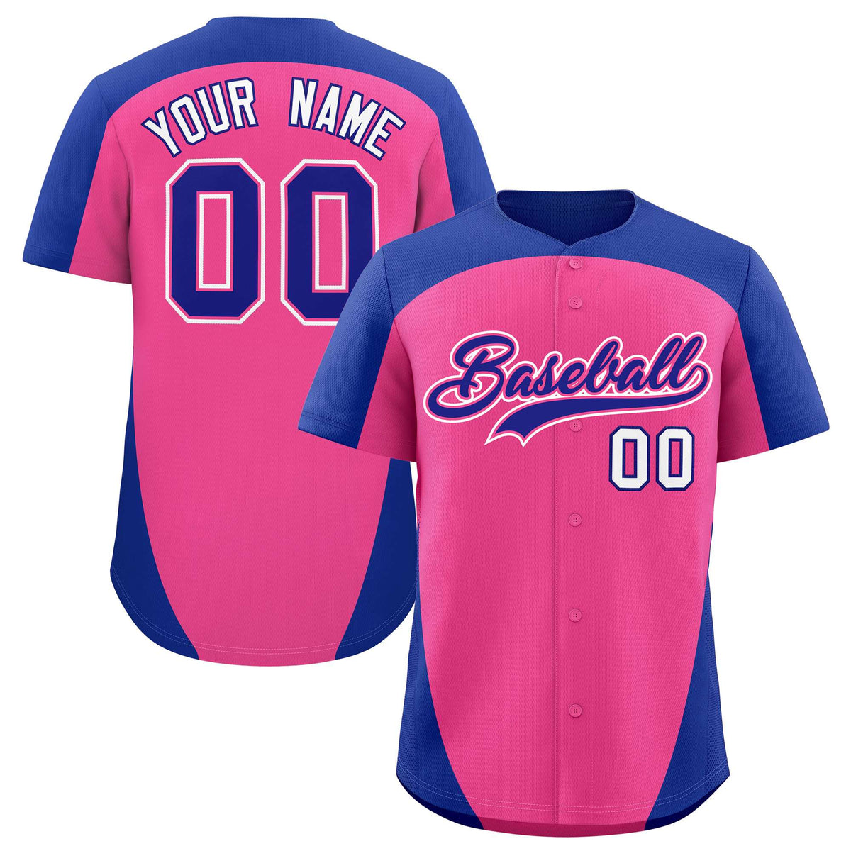 Custom Pink Royal Personalized Edge Color Block Authentic Baseball Jersey