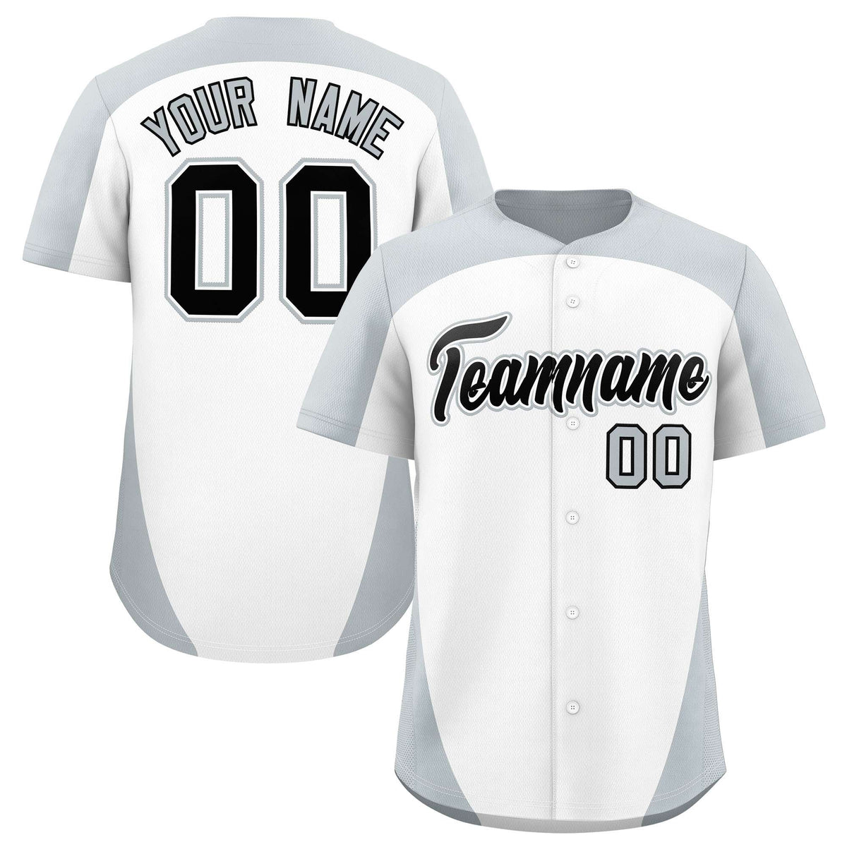 Custom White Silver Personalized Edge Color Block Authentic Baseball Jersey