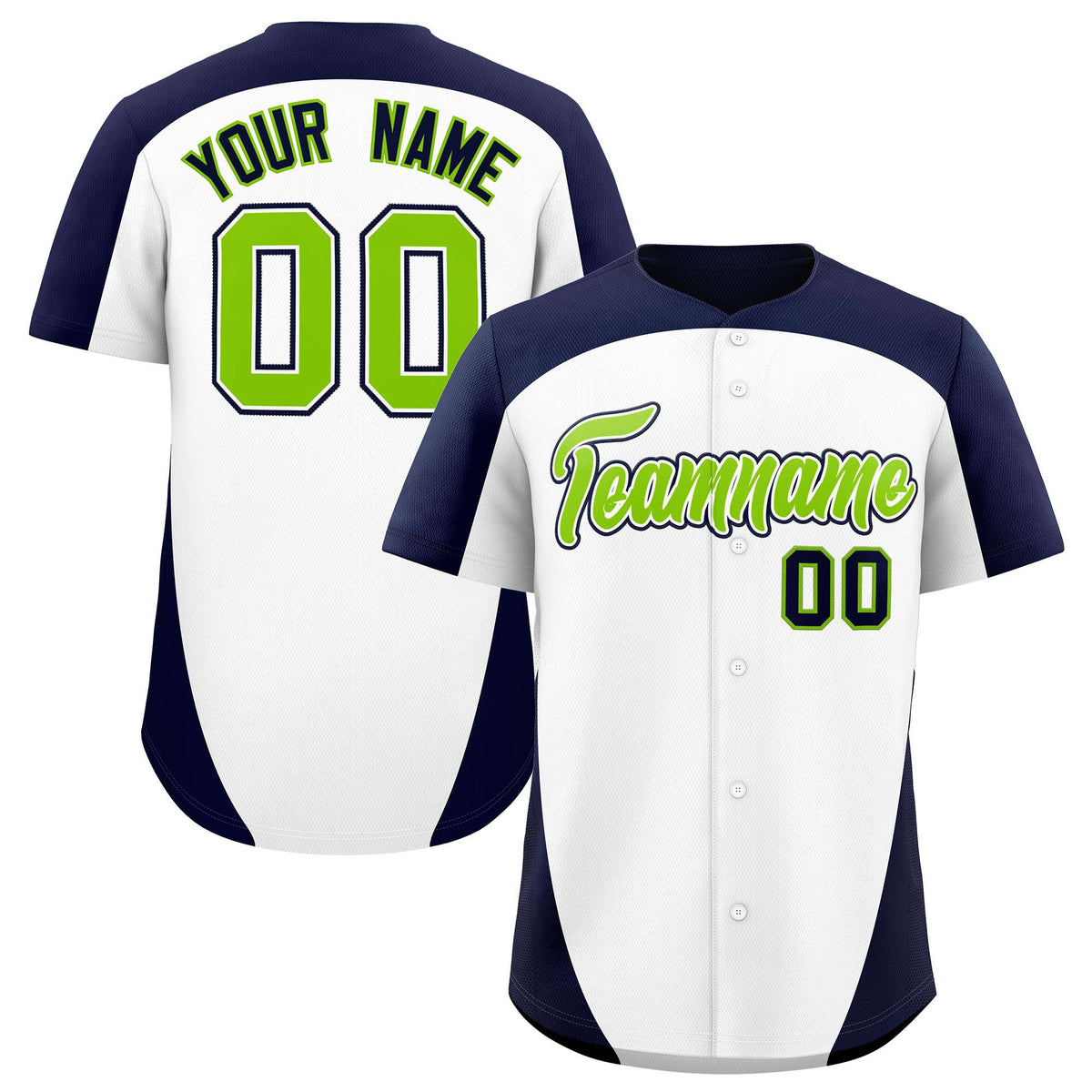 Custom White Navy Personalized Edge Color Block Authentic Baseball Jersey
