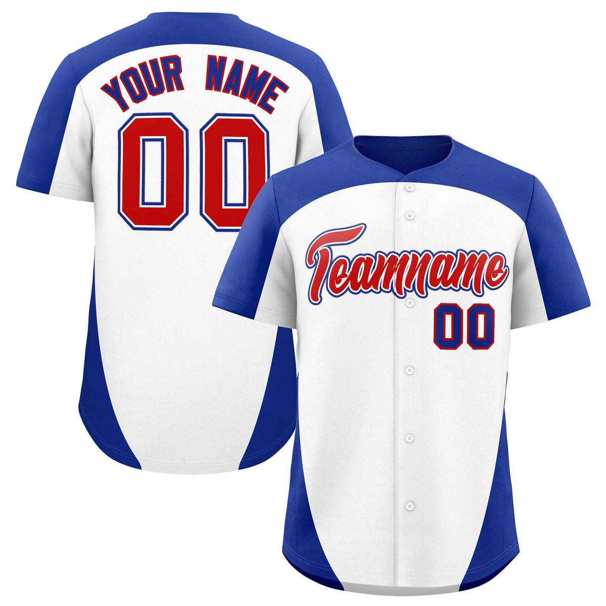 Custom White Royal Personalized Edge Color Block Authentic Baseball Jersey
