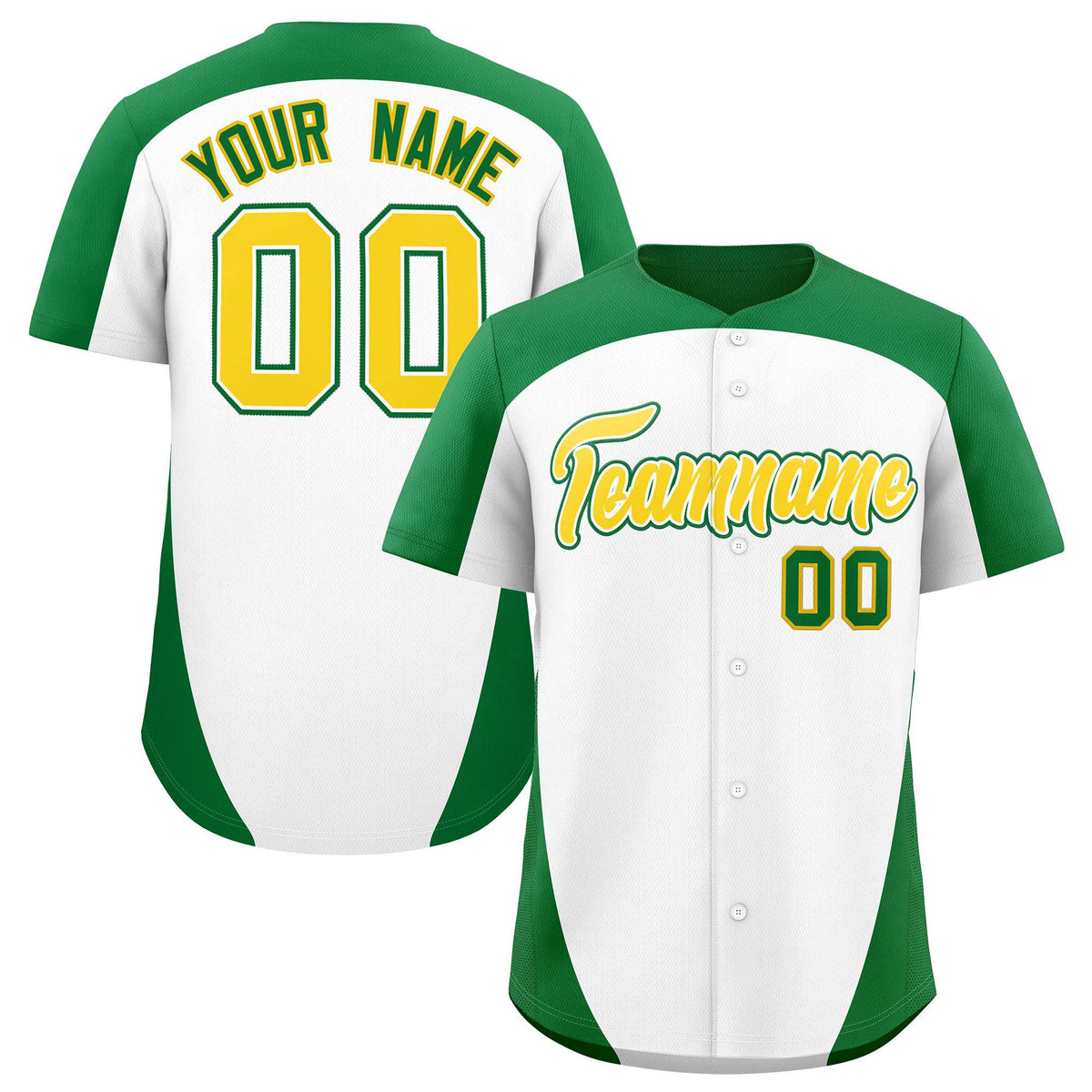 Custom White Kelly Green Personalized Edge Color Block Authentic Baseball Jersey