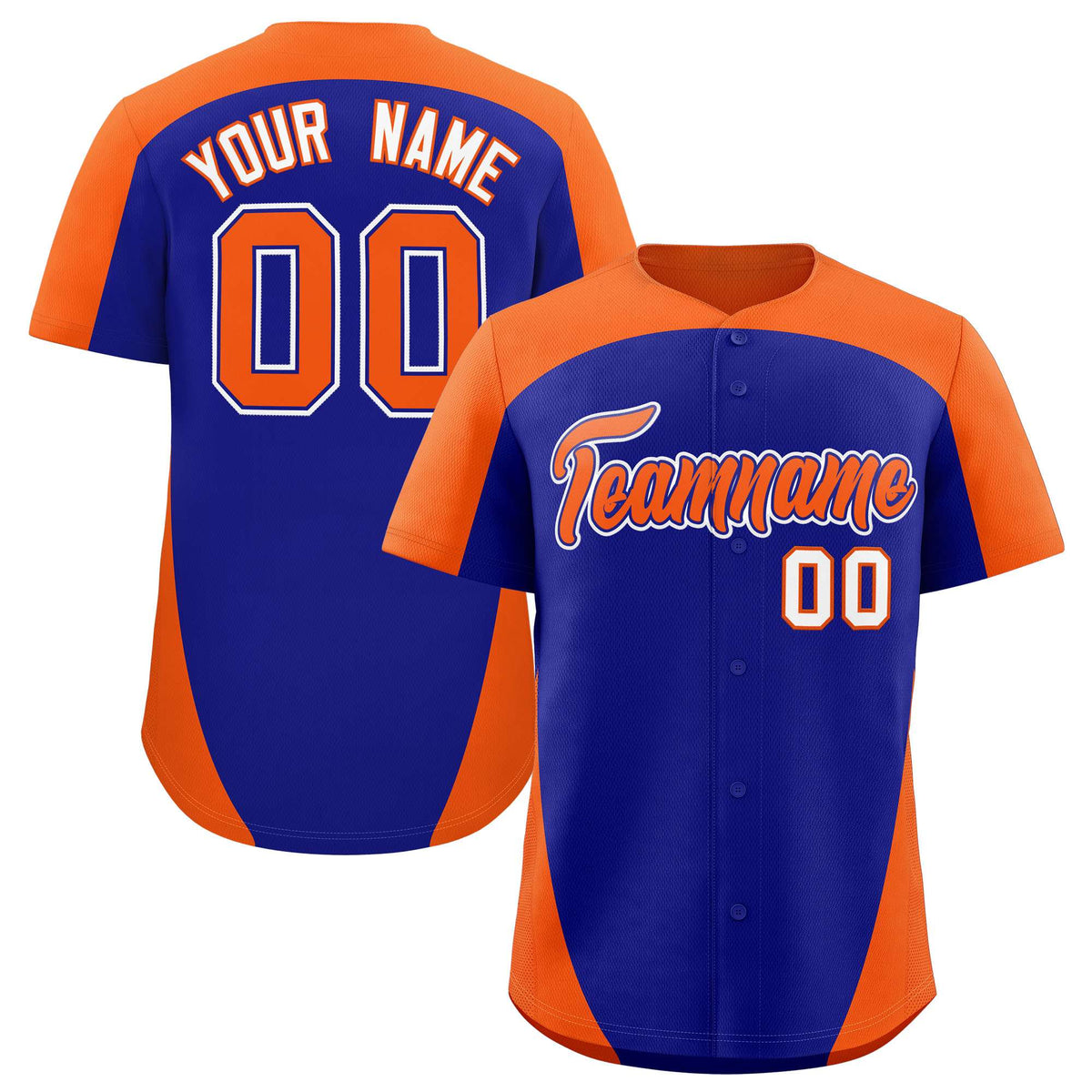 Custom Royal Orange Personalized Edge Color Block Authentic Baseball Jersey