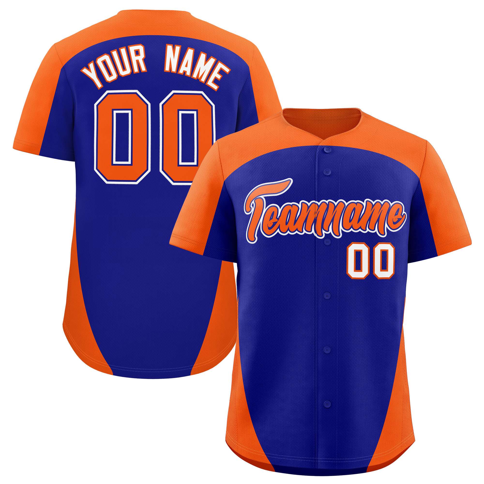 Custom Royal Orange Personalized Edge Color Block Authentic Baseball Jersey
