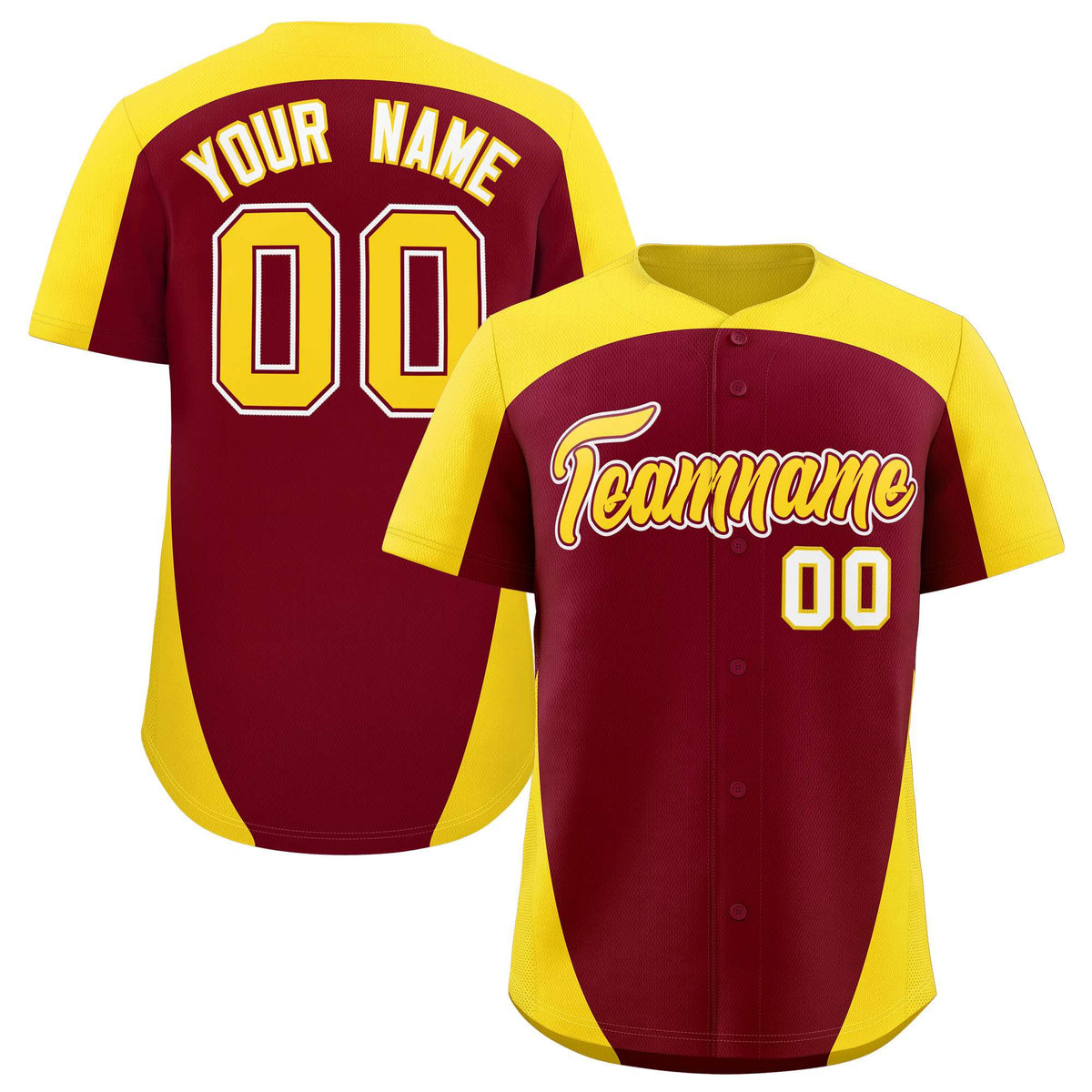 Custom Crimson Gold Personalized Edge Color Block Authentic Baseball Jersey