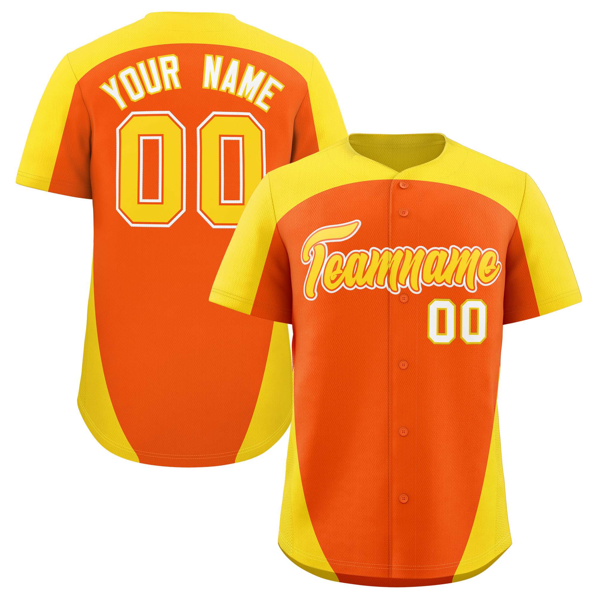 Custom Orange Gold Personalized Edge Color Block Authentic Baseball Jersey