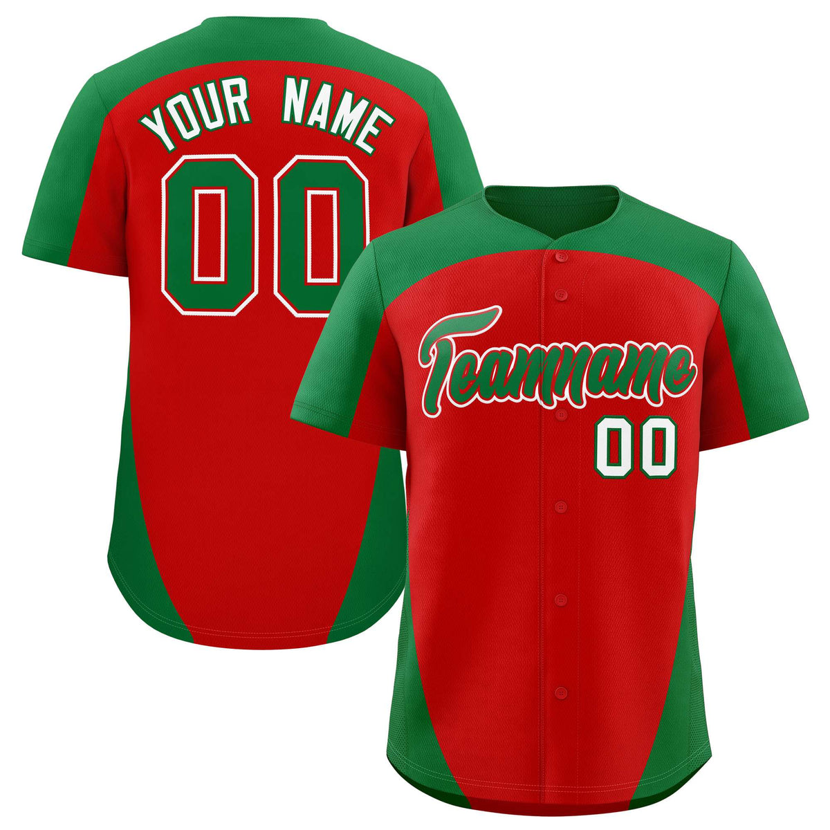 Custom Red Kelly Green Personalized Edge Color Block Authentic Baseball Jersey