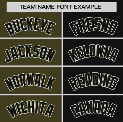 Custom Olive Black Two Tone Striped Fashion Authentic Baseball Jersey