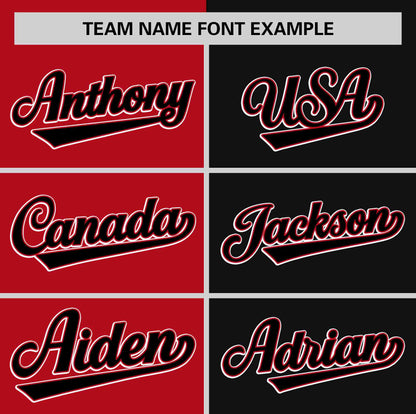 Custom Red Black Two Tone Striped Fashion Authentic Baseball Jersey