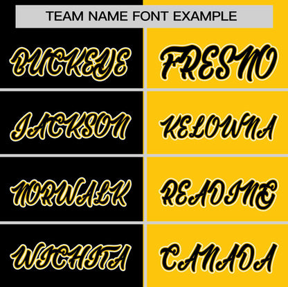 Custom Black Gold Two Tone Striped Fashion Authentic Baseball Jersey