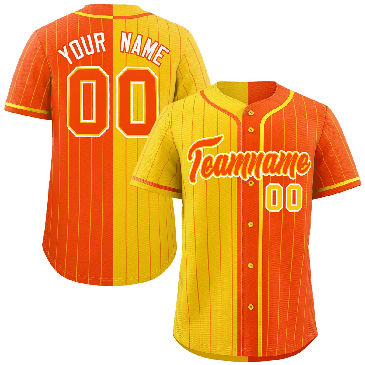 Custom Gold Orange Two Tone Striped Fashion Authentic Baseball Jersey