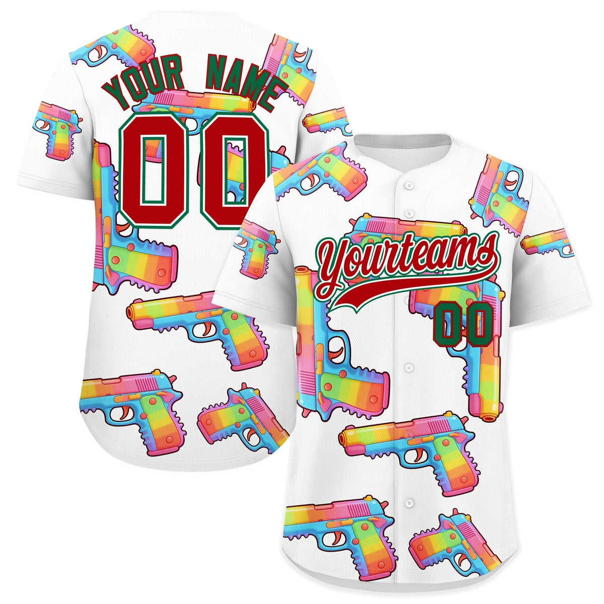 Custom Youth Baseball Jersey White Red Sugar-Coated Firepower Graffiti Pattern Street Style