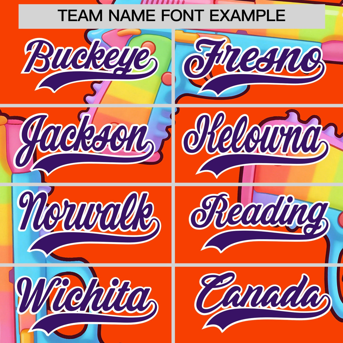 Custom Youth Baseball Jersey Orange Purple Sugar-Coated Firepower Graffiti Pattern Street Style