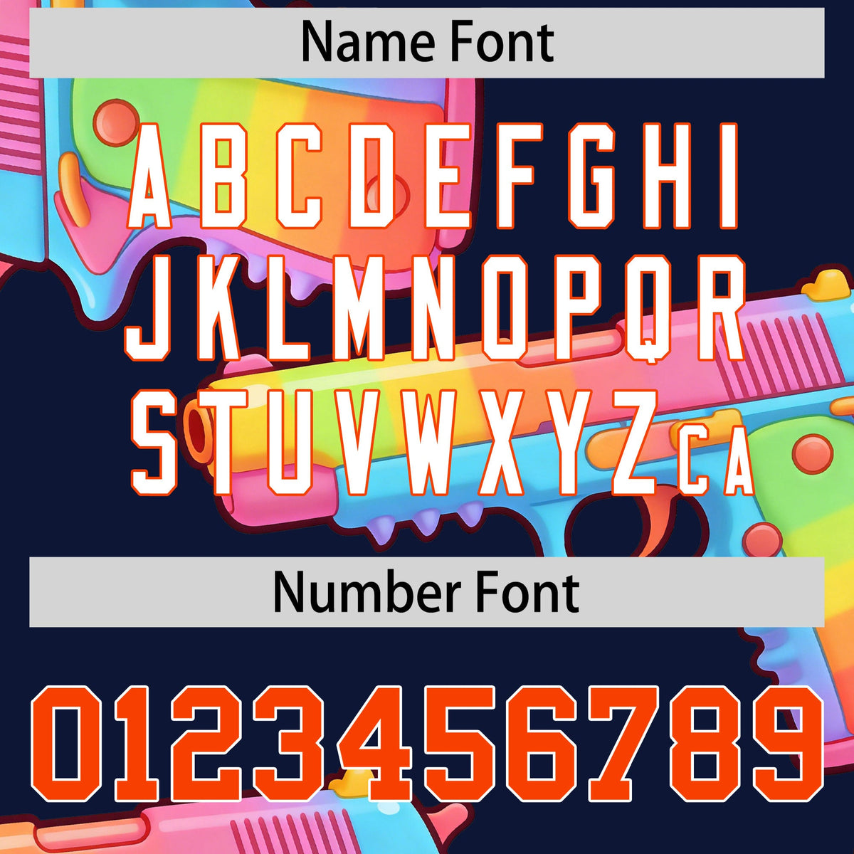 Custom Youth Baseball Jersey Navy Orange Sugar-Coated Firepower Graffiti Pattern Urban Fashion