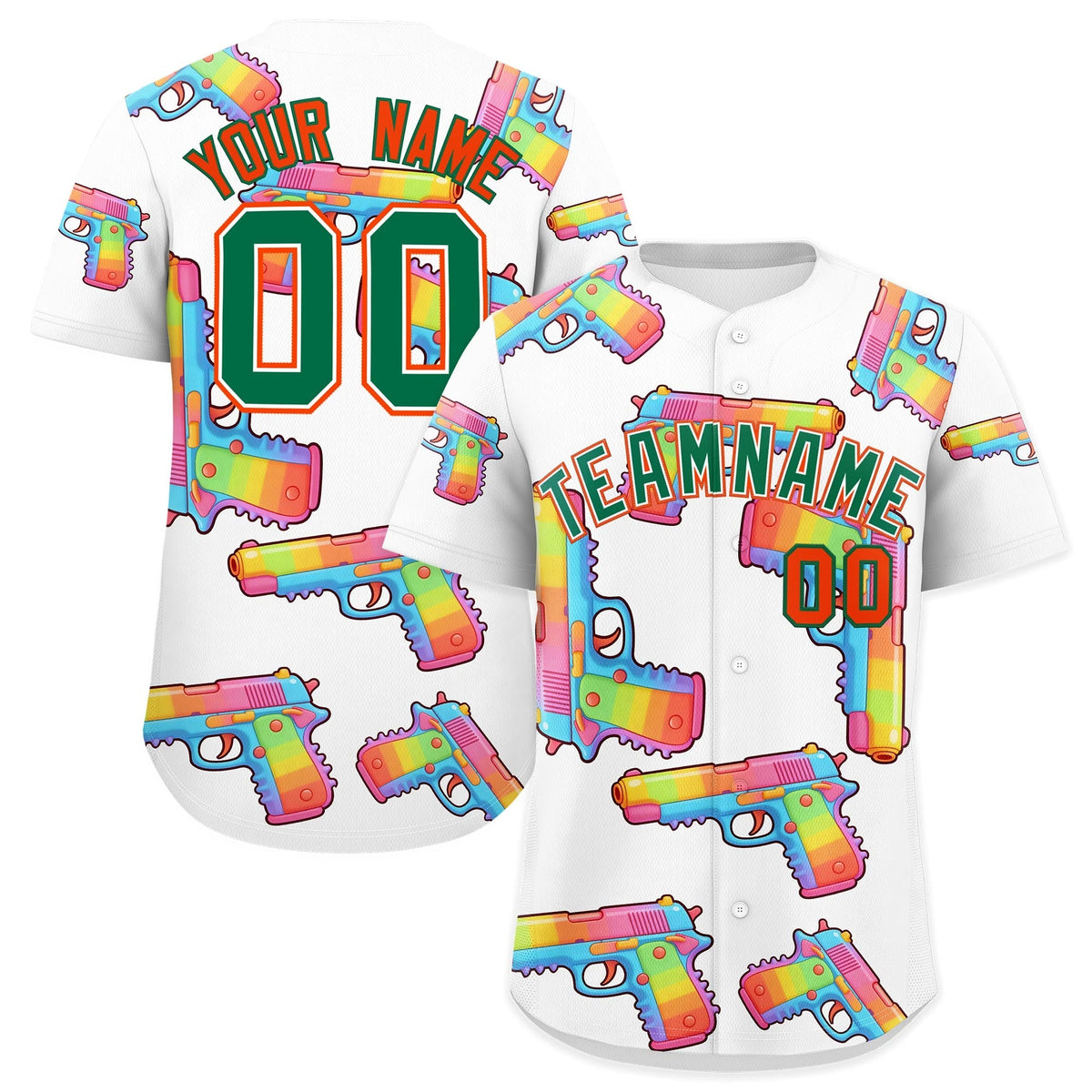 Custom Youth Baseball Jersey White Kelly Green Sugar-Coated Firepower Graffiti Pattern Street Style
