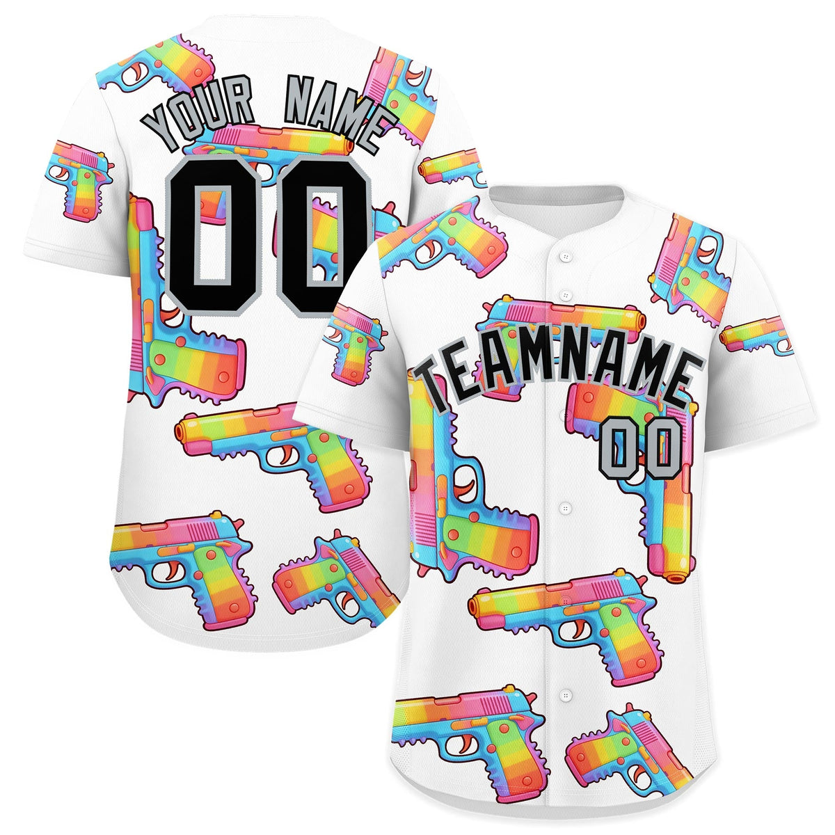 Custom Youth Baseball Jersey White Black Sugar-Coated Firepower Graffiti Pattern Hip-hop