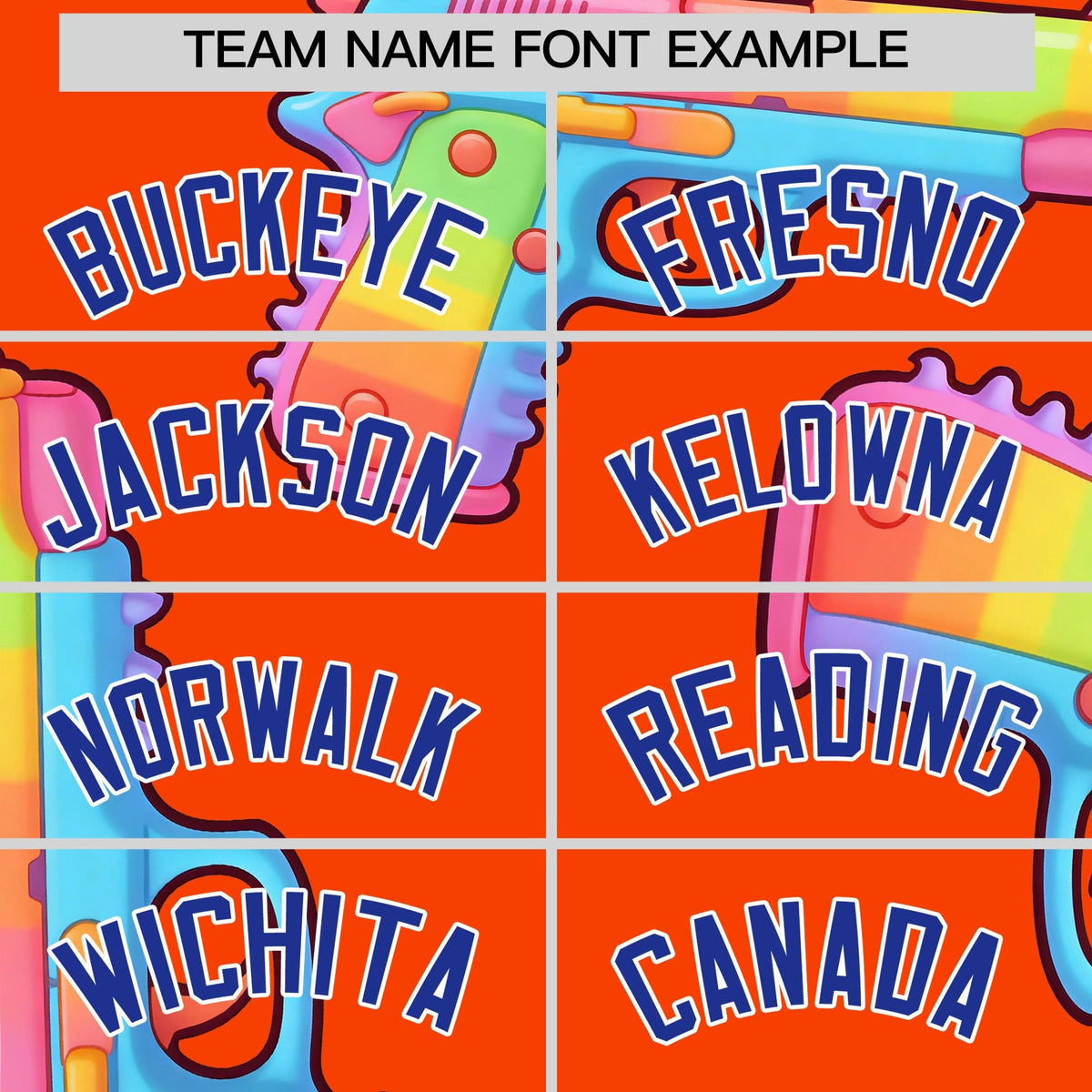 Custom Youth Baseball Jersey Orange Royal Blue Sugar-Coated Firepower Graffiti Pattern Urban Fashion