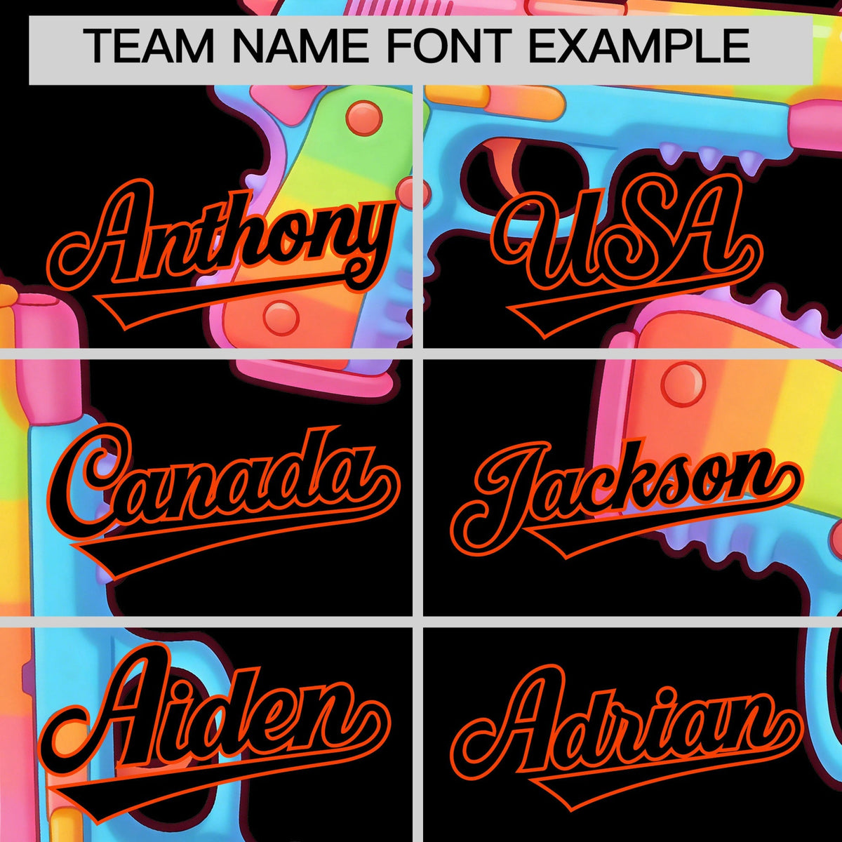 Custom Youth Baseball Jersey Black Orange Sugar-Coated Firepower Graffiti Pattern Street Style