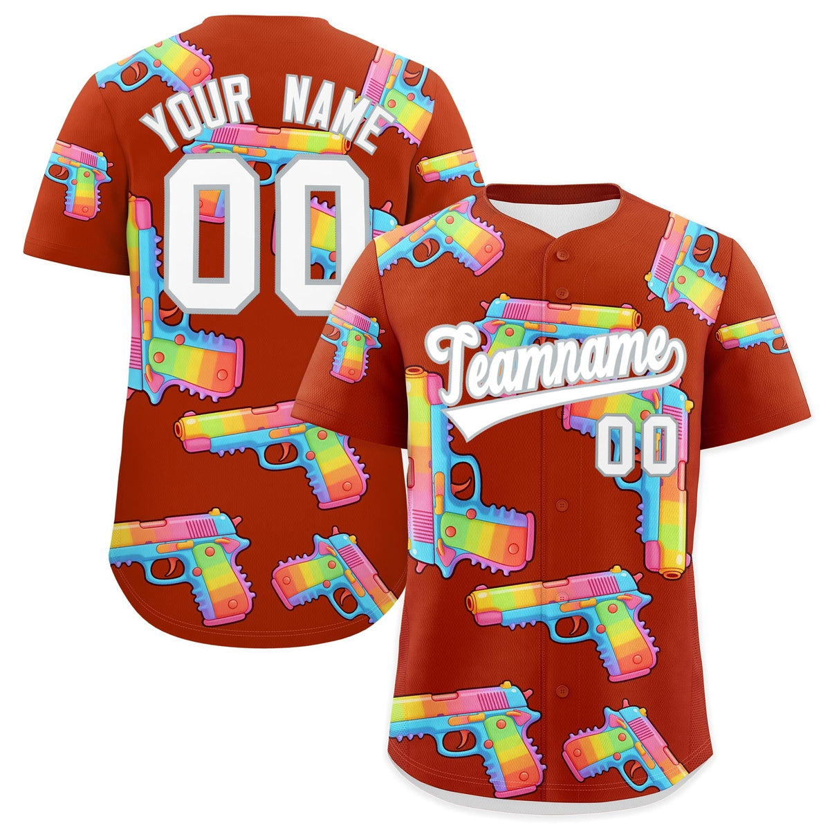 Custom Youth Baseball Jersey Dark Orange White Sugar-Coated Firepower Graffiti Pattern Urban Fashion