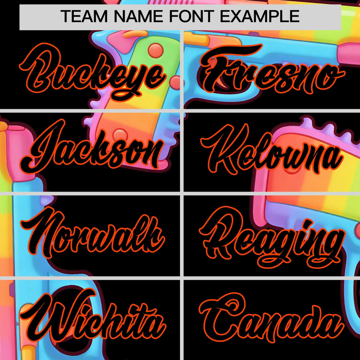 Custom Youth Baseball Jersey Black Orange Sugar-Coated Firepower Graffiti Pattern Street Style