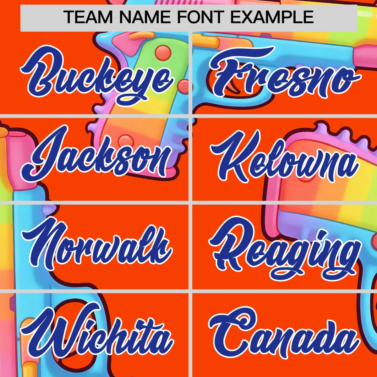 Custom Youth Baseball Jersey Orange Royal Blue Sugar-Coated Firepower Graffiti Pattern Urban Fashion