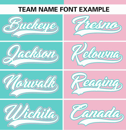 Custom Aqua Light Pink Stripe-Solid Combo Fashion Authentic Baseball Jersey