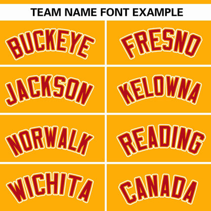 Custom Yellow Red Raglan Sleeves Gradient Thick Stripe Authentic Baseball Jersey
