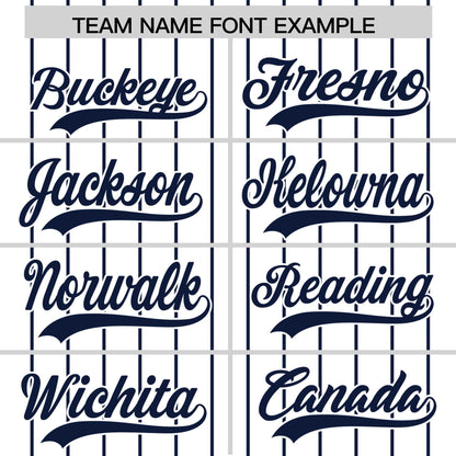 Custom White Navy Pinstripe Personalized Two-Tone Authentic Baseball Jersey