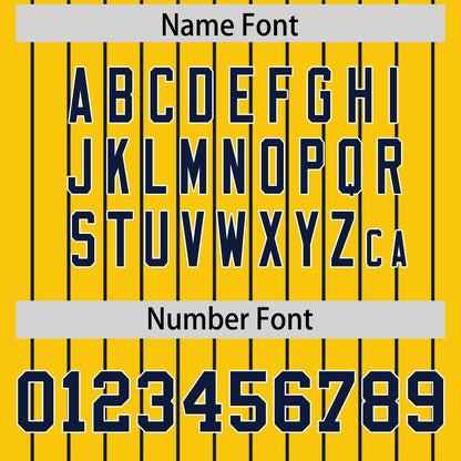 Custom Navy Gold Pinstripe Personalized Two-Tone Authentic Baseball Jersey