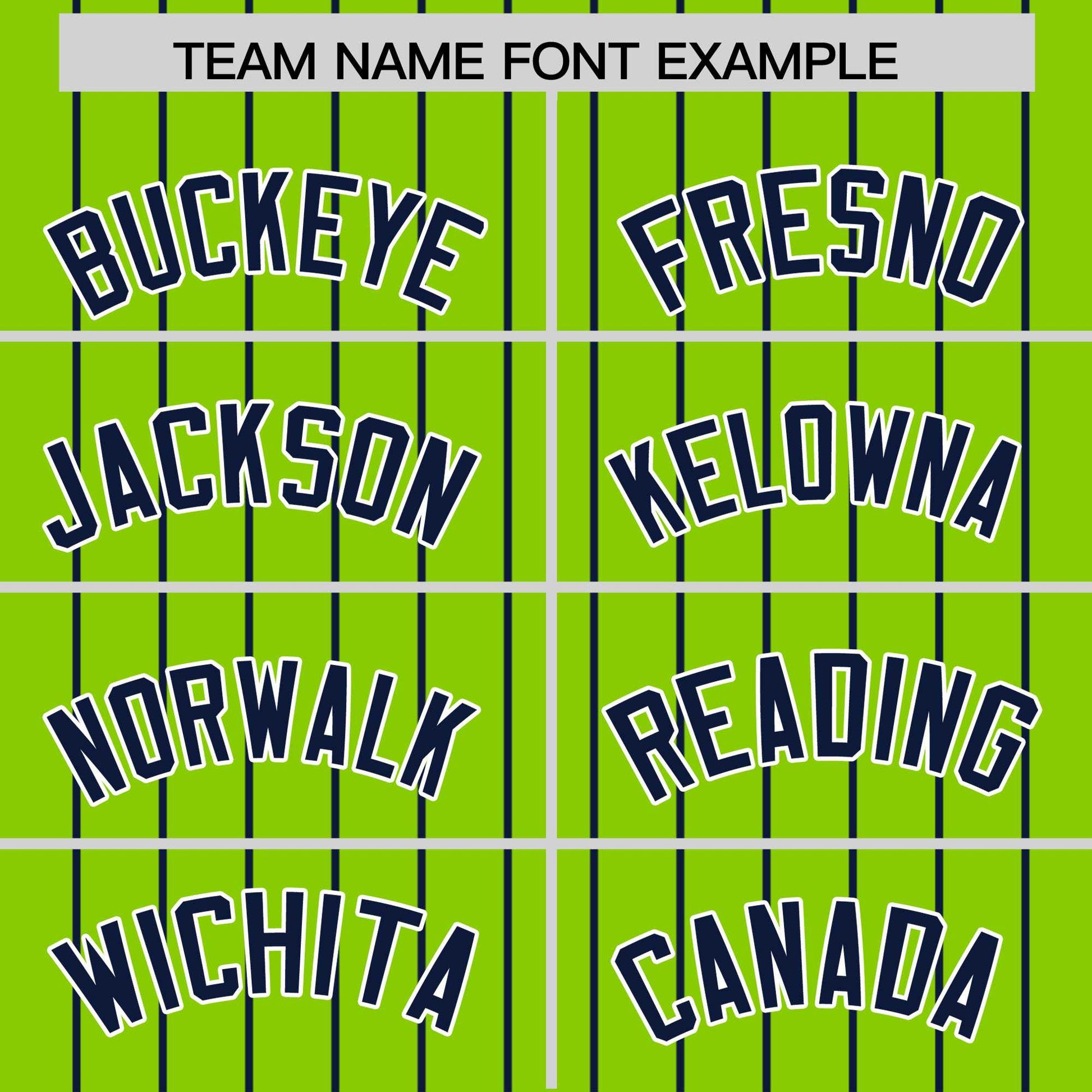 Custom Neon Green Navy Pinstripe Personalized Two-Tone Authentic Baseball Jersey