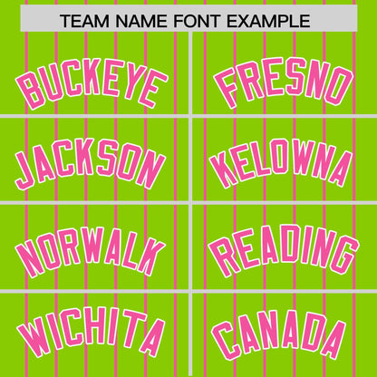 Custom Neon Green Pink Pinstripe Personalized Two-Tone Authentic Baseball Jersey