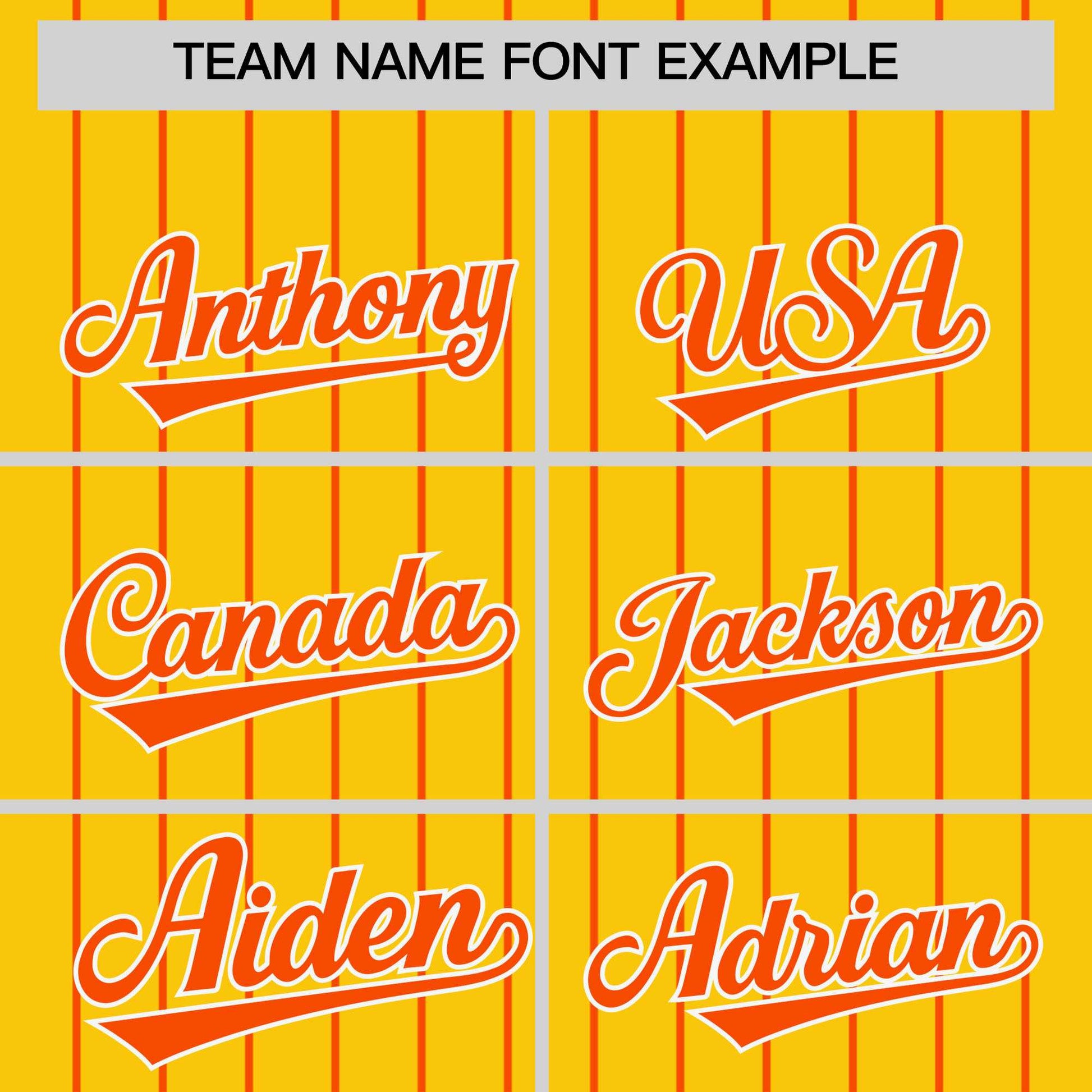 Custom Gold Orange Pinstripe Personalized Two-Tone Authentic Baseball Jersey