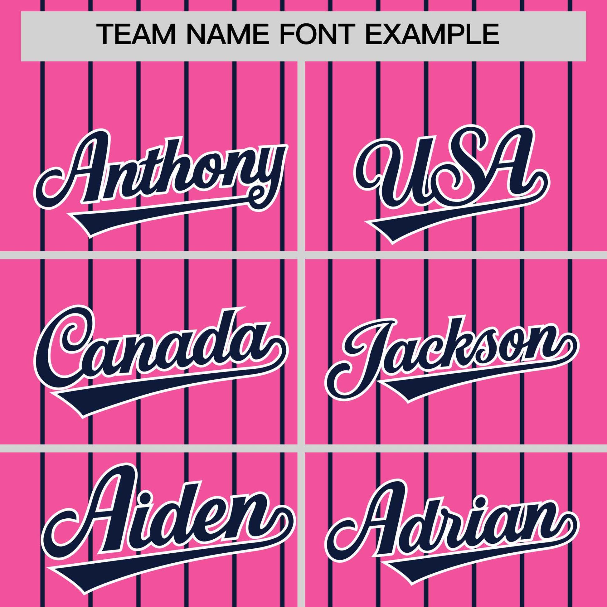 Custom Pink Navy Pinstripe Personalized Two-Tone Authentic Baseball Jersey