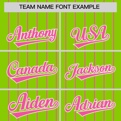 Custom Neon Green Pink Pinstripe Personalized Two-Tone Authentic Baseball Jersey