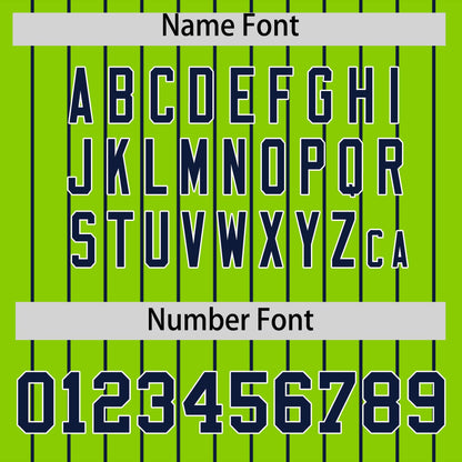 Custom Navy Neon Green Pinstripe Personalized Two-Tone Authentic Baseball Jersey