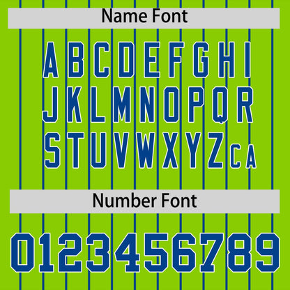 Custom Royal Neon Green Pinstripe Personalized Two-Tone Authentic Baseball Jersey