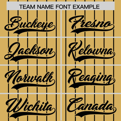 Custom Old Gold Black Pinstripe Personalized Two-Tone Authentic Baseball Jersey