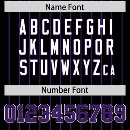 Custom Purple Black Pinstripe Personalized Two-Tone Authentic Baseball Jersey