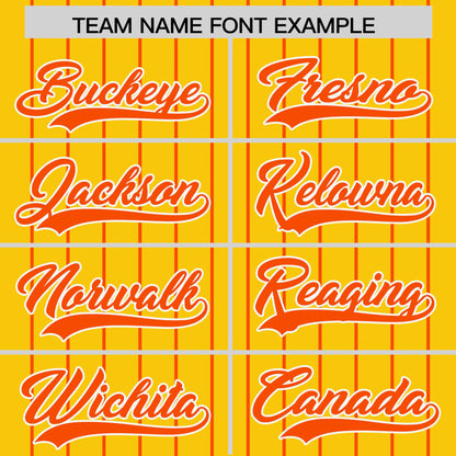 Custom Gold Orange Pinstripe Personalized Two-Tone Authentic Baseball Jersey
