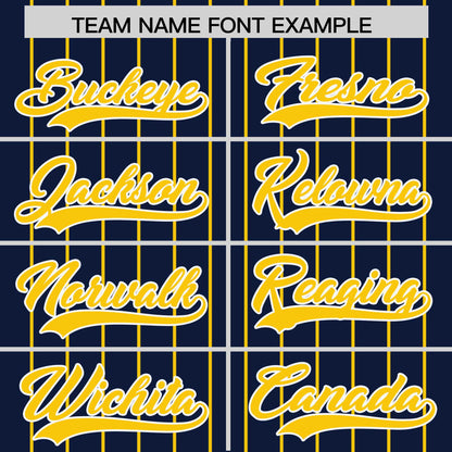 Custom Navy Gold Pinstripe Personalized Two-Tone Authentic Baseball Jersey
