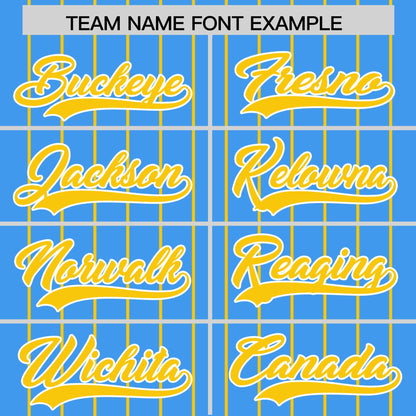 Custom Powder Blue Gold Pinstripe Personalized Two-Tone Authentic Baseball Jersey