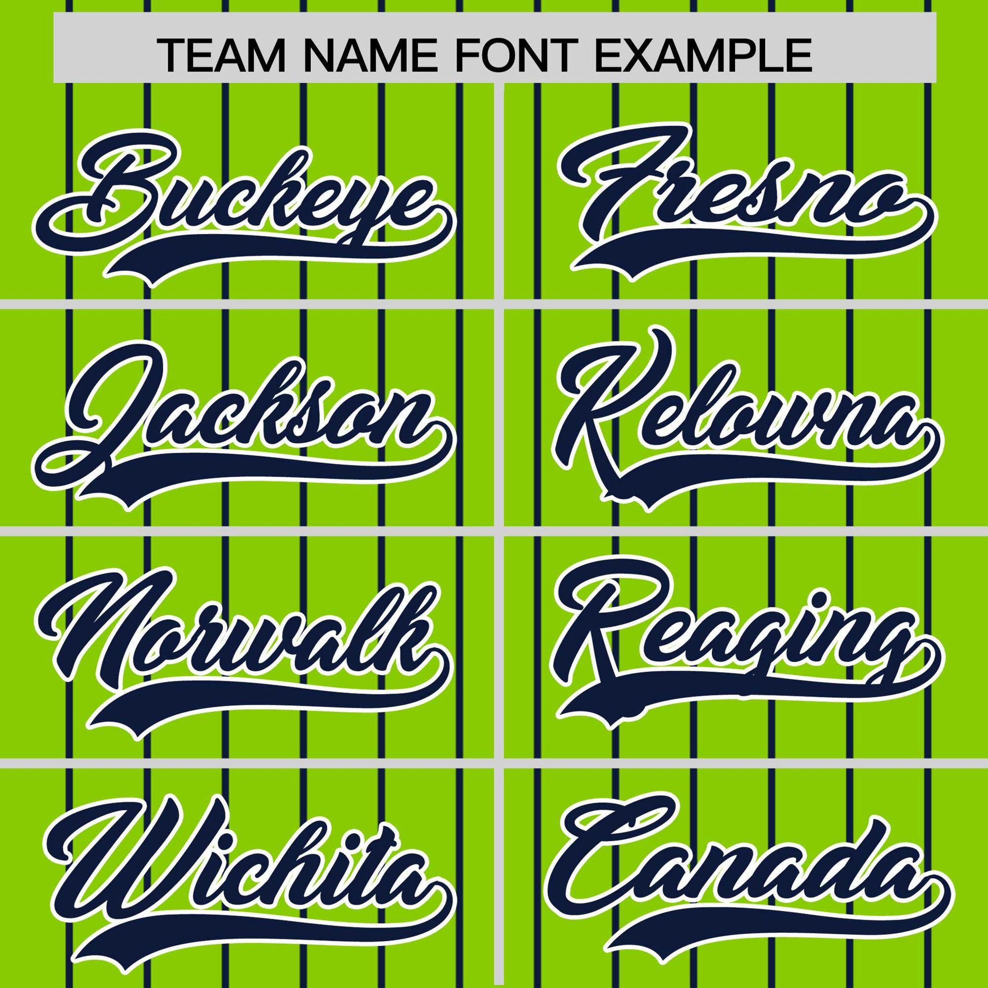 Custom Neon Green Navy Pinstripe Personalized Two-Tone Authentic Baseball Jersey